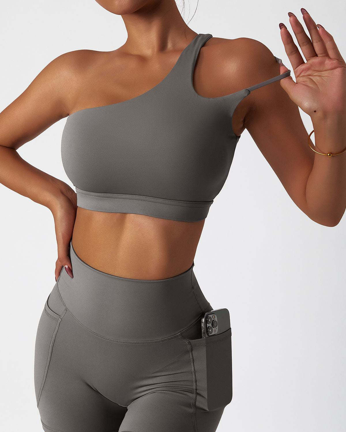 One Shoulder Asymmetrical Sports Bra
