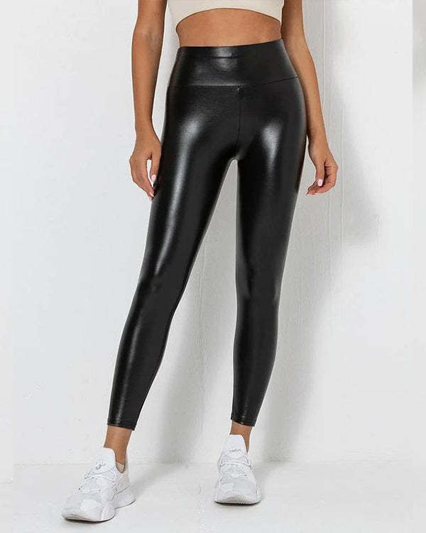 Female Scrunch Bum PU High-rise Leggings