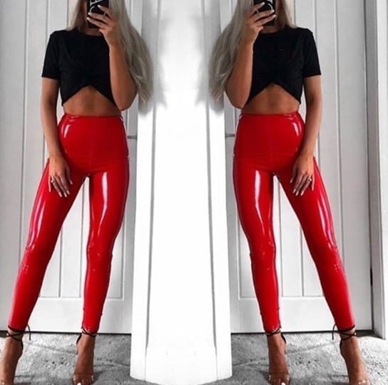 PU Leather Fashion High Waist Leggings