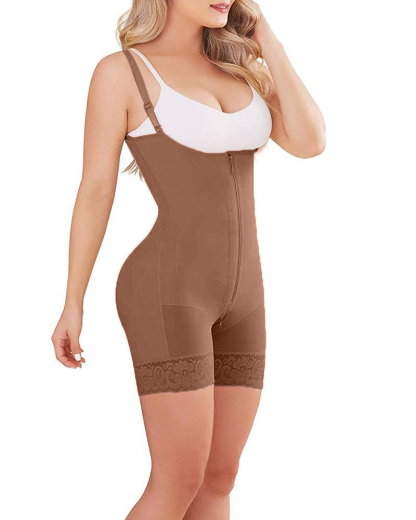 COMFORTABLE LACE TRIM BODY ZIP WITH SHOULDER STRAP