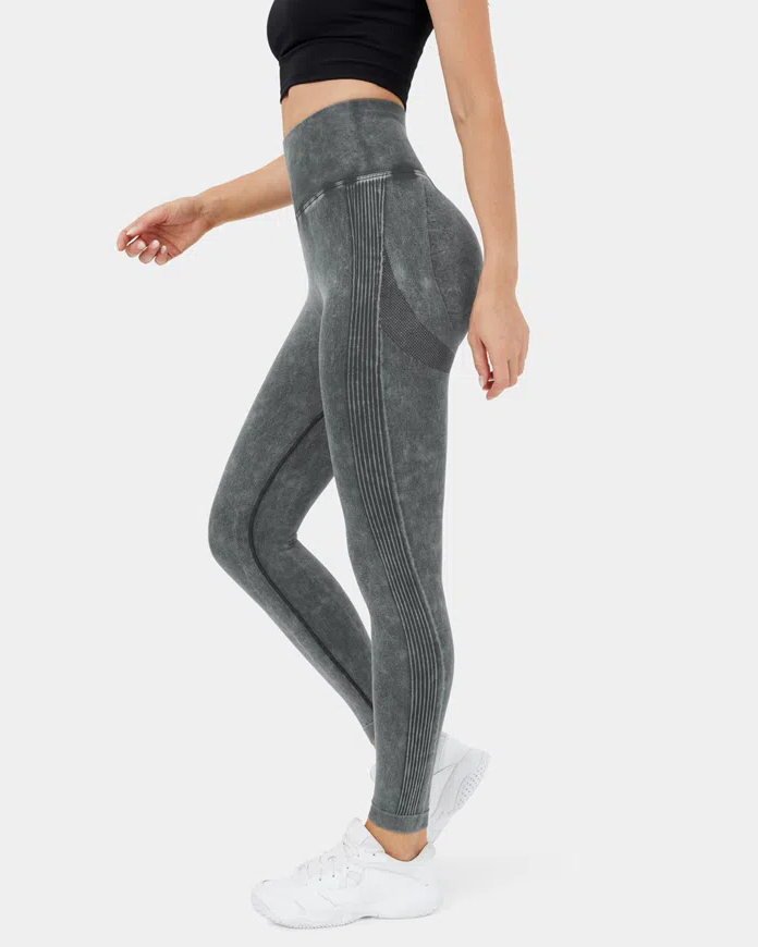 Seamless Flow Super High Waisted Butt Lifting Ruched Washed Yoga Leggings