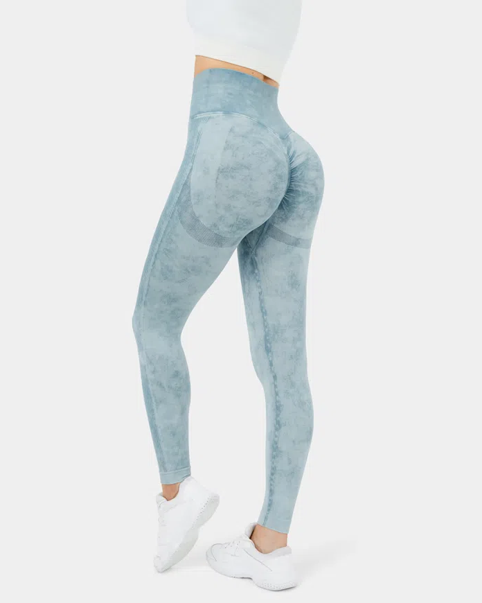 Seamless Flow Super High Waisted Butt Lifting Ruched Washed Yoga Leggings
