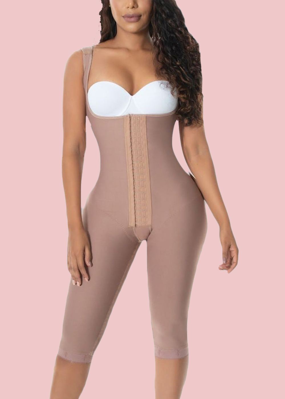 Fajas Compression Fabric Abdominal Control Adjustable Shoulder Clasps and Natural Buttock Lift System