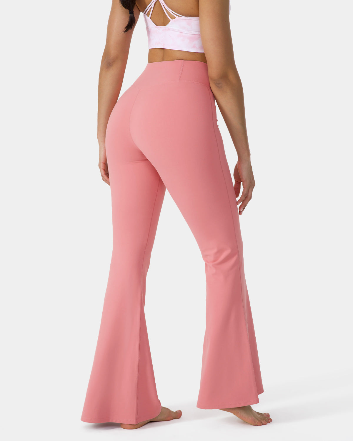 Crossover High Waisted Back Pocket Super Flare Leggings