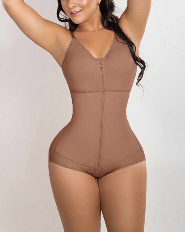 Post Surgery High Compression Shapewear With Zipper shaper Bra Post partum Lift buttocks Silicone Lace For Better Grip