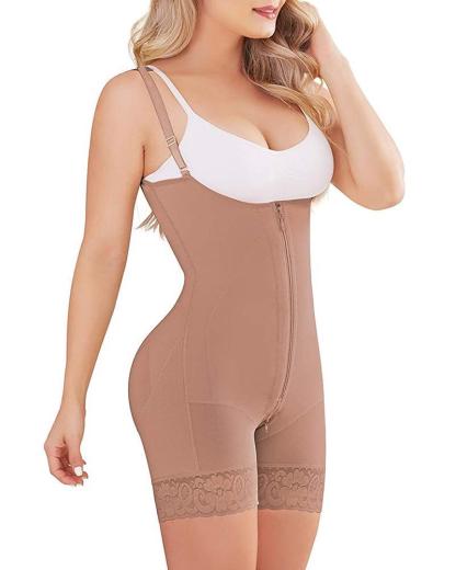 COMFORTABLE LACE TRIM BODY ZIP WITH SHOULDER STRAP