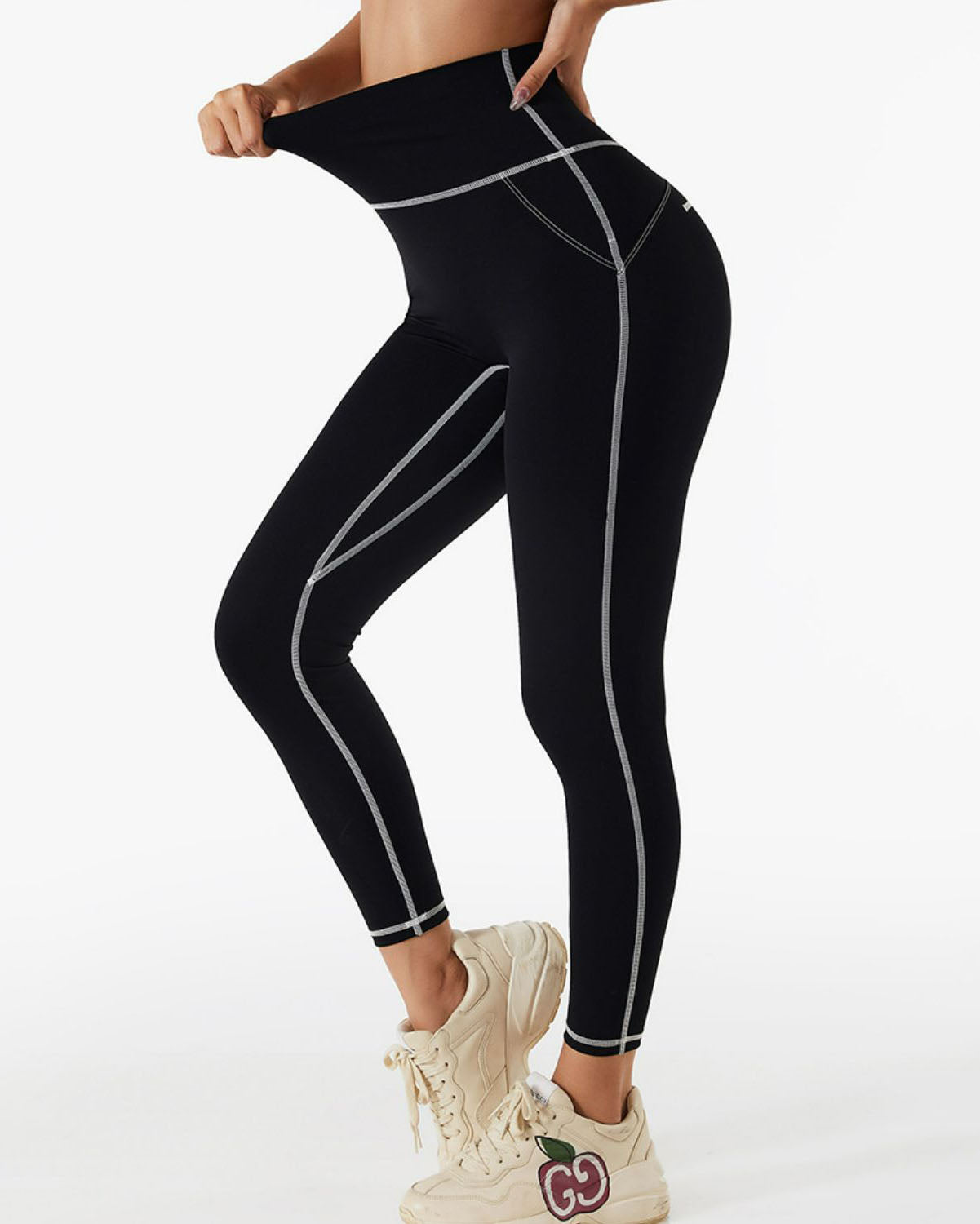 Contrast Breathable High Waist Cropped Sports Leggings