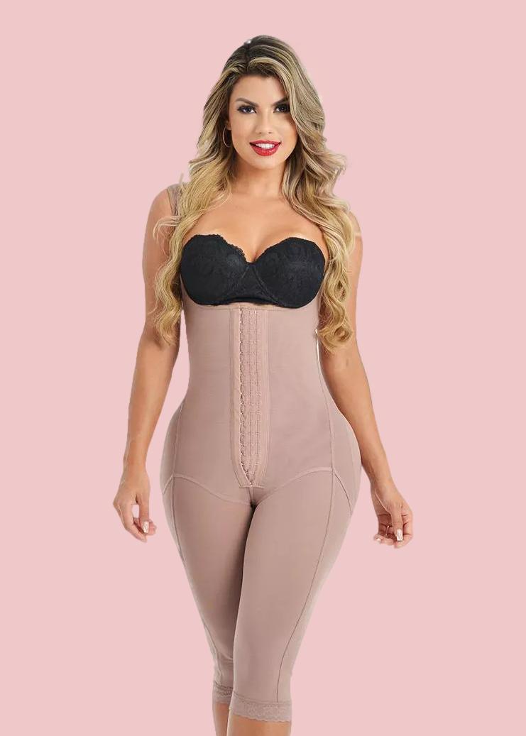 LONG BODYSHAPER WITH COVERED BACK AND PERINEAL ZIPPER