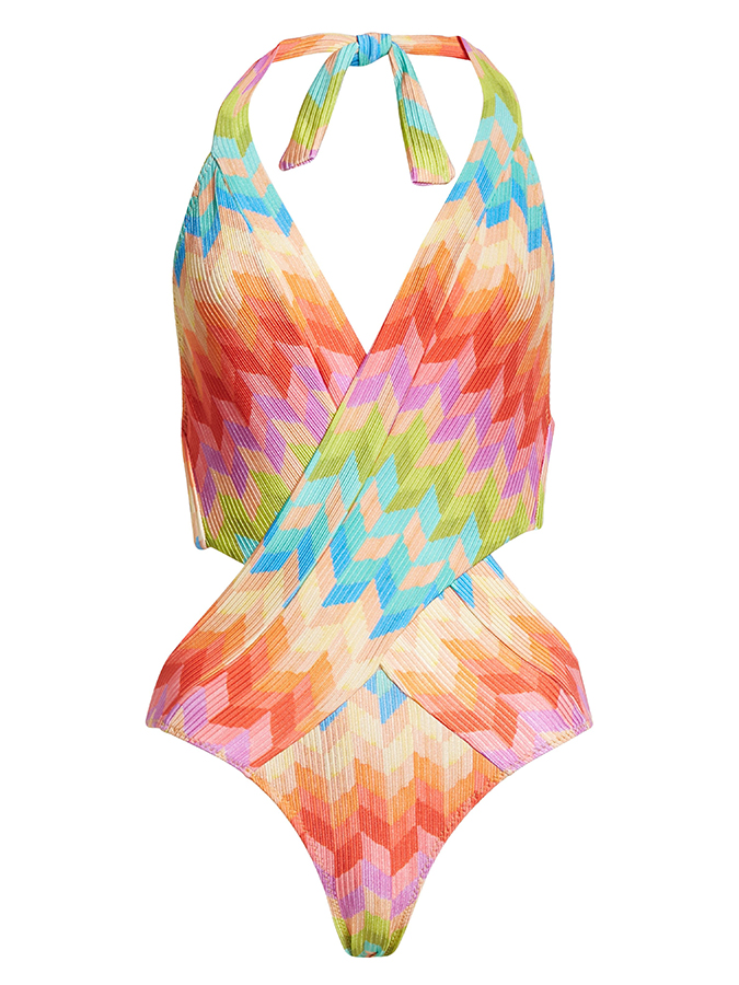 Geometric Print One Piece Swimsuits and Cover Up