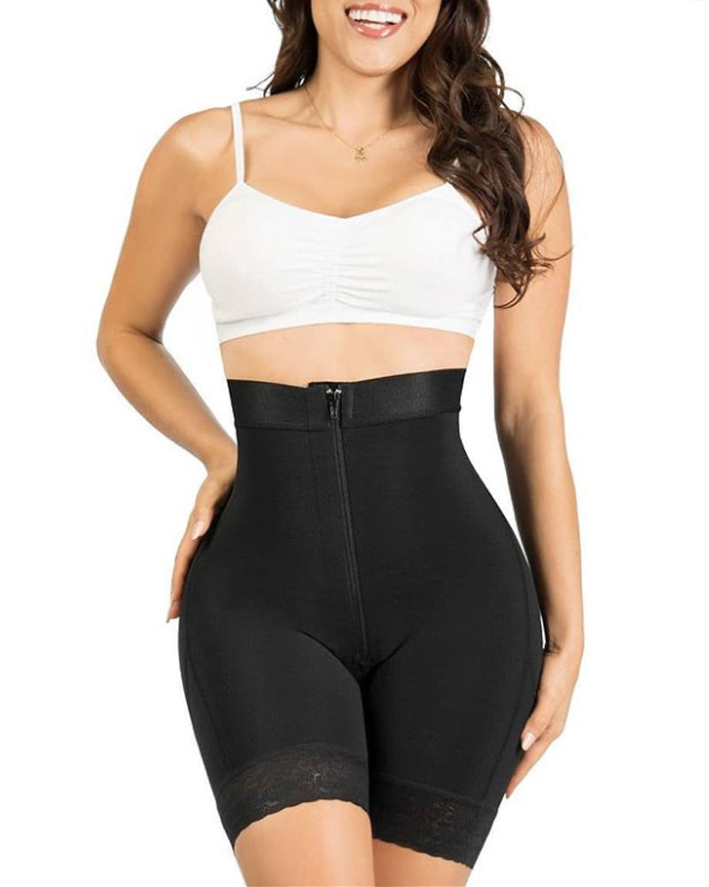 Womens High Waisted Butt Lifter Body Shaper Zipper Butt Pads Seamless Hip Enhancer Shorts