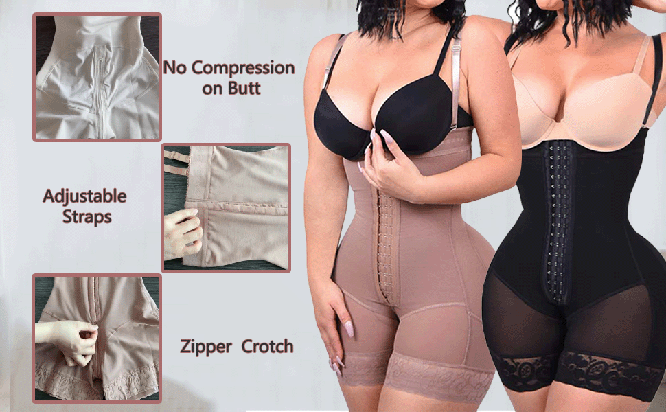 Tummy Control Butt Lifter Thigh Slimmer Shapewear Plus Size Faja Crotch  with Zipper