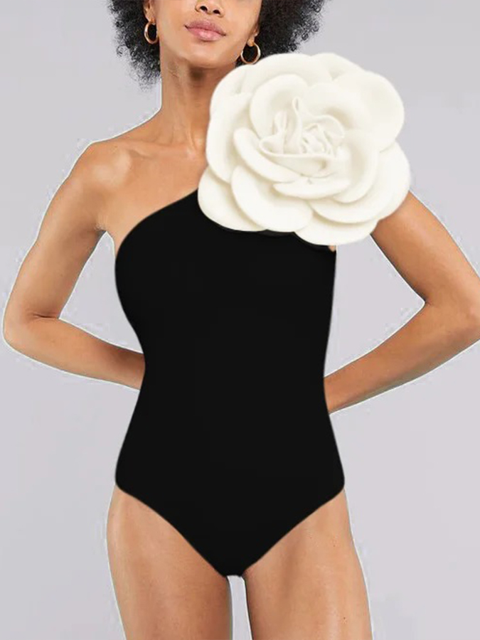 Exaggerated 3D Flower One Piece Swimsuit and Skirt
