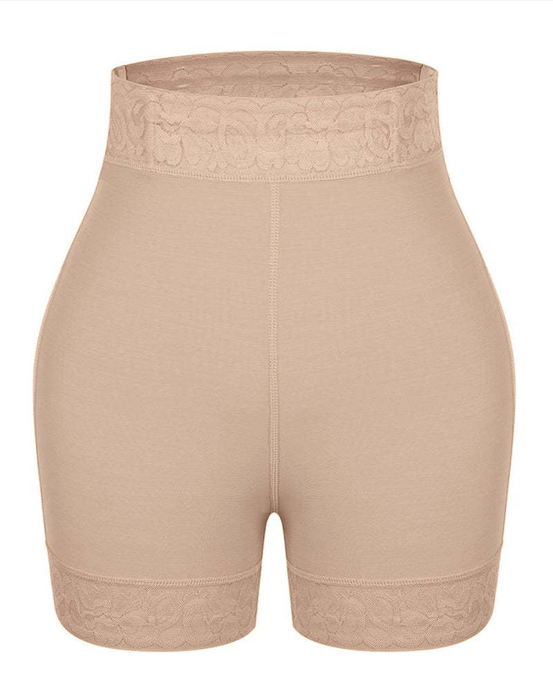 Mid-Waist Shaping Shorts Shapewear Panty With Anti-Rolling Lace Tummy