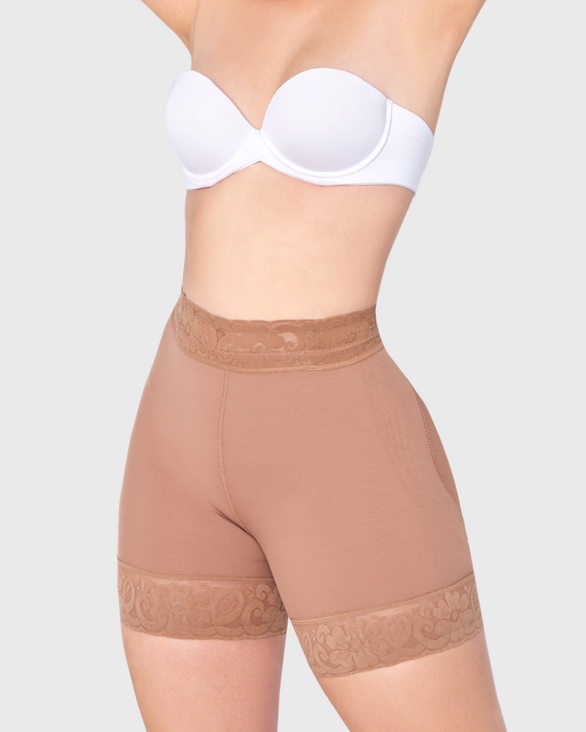 Mid-Waist Shaping Shorts Shapewear Panty With Anti-Rolling Lace Tummy Control Underwear For Women Butt Lifter