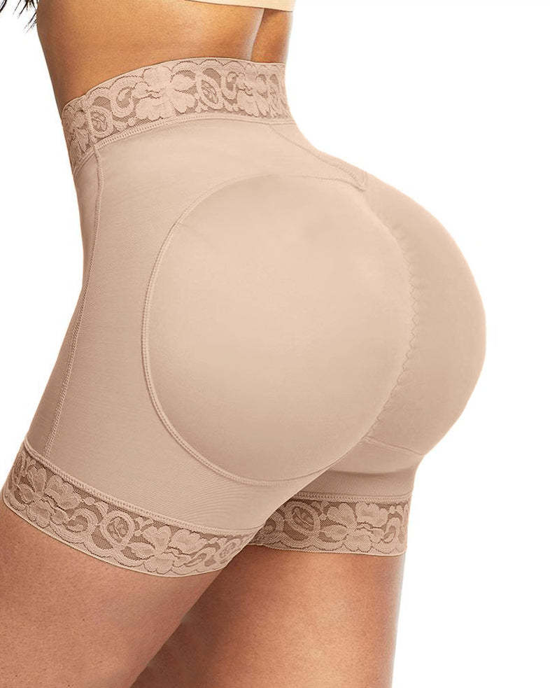 Mid-Waist Shaping Shorts Shapewear Panty With Anti-Rolling Lace Tummy