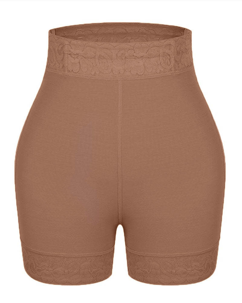 Mid-Waist Shaping Shorts Shapewear Panty With Anti-Rolling Lace Tummy