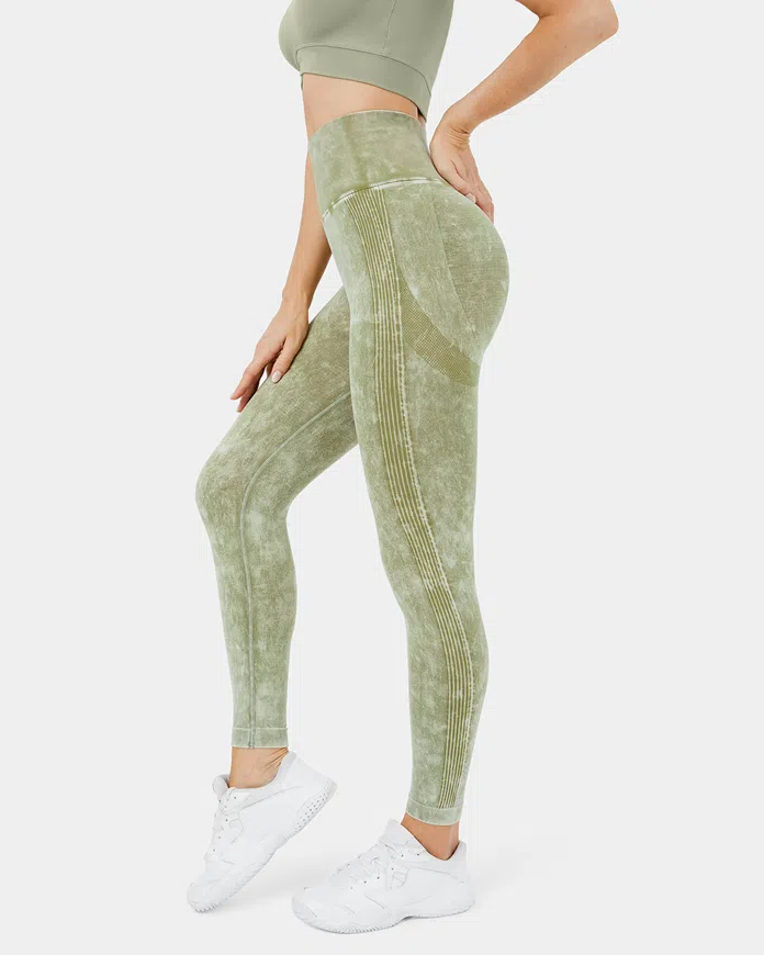 Seamless Flow Super High Waisted Butt Lifting Ruched Washed Yoga Leggings
