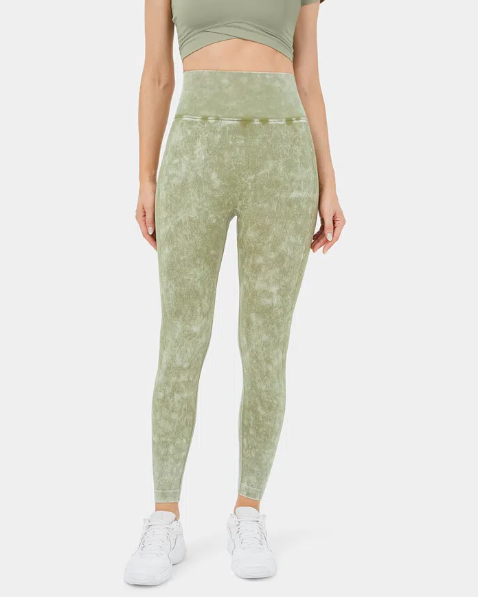 Seamless Flow Super High Waisted Butt Lifting Ruched Washed Yoga Leggings