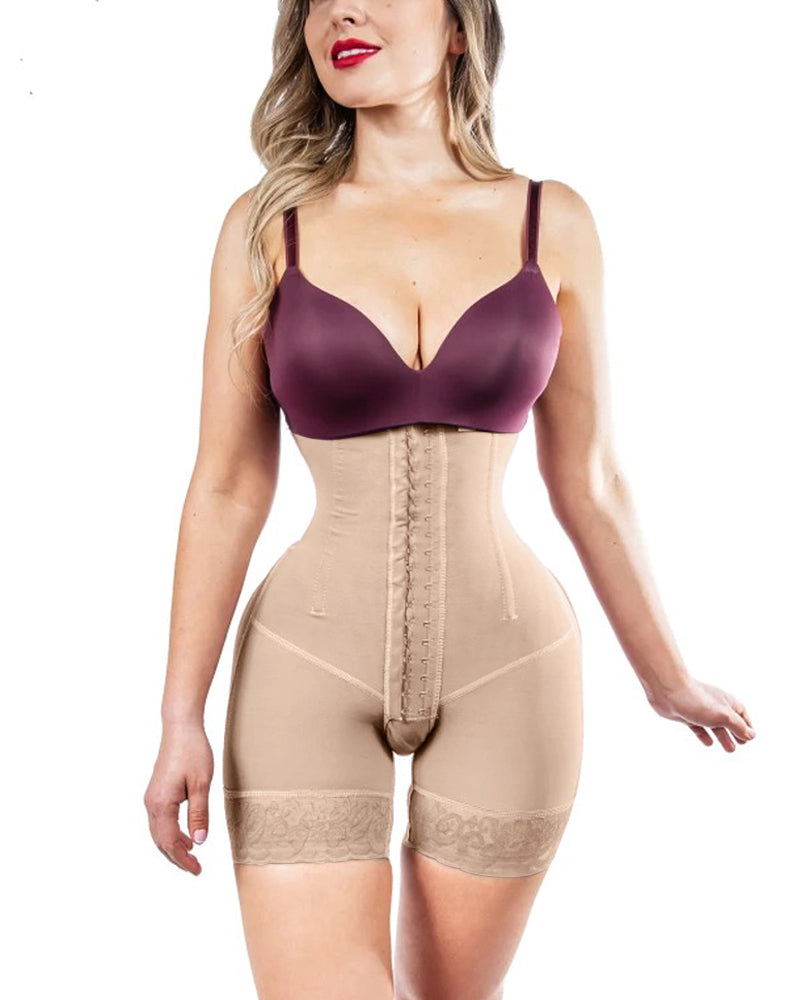 Open Bust Tummy Control Fajas Adjustable Hook And Eye Front Closure Open Crotch Women Shapewear