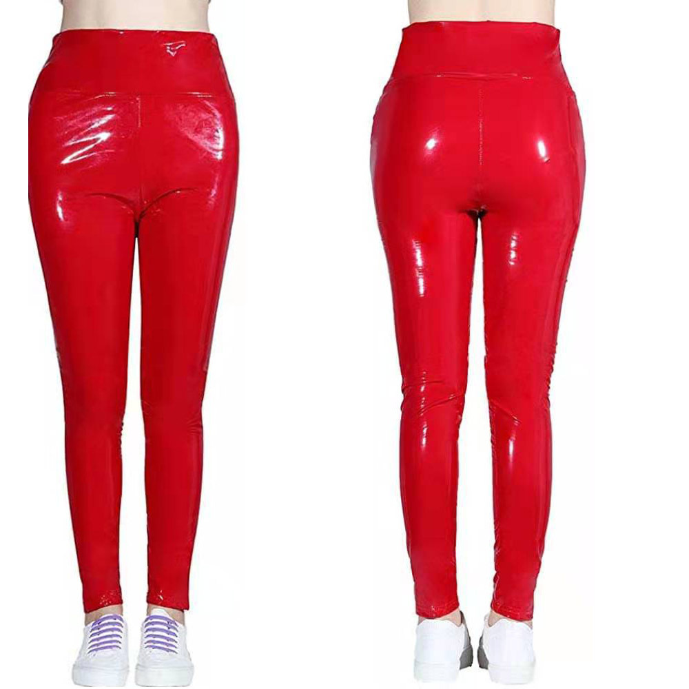 PU Leather Fashion High Waist Leggings