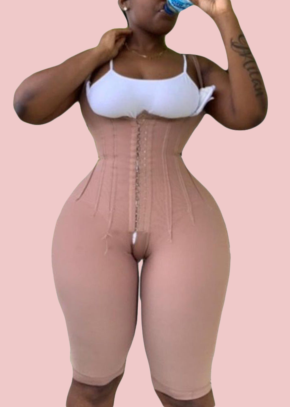 Free Bust Knee Length Compression Garment With Thin Straps Eye n Hook