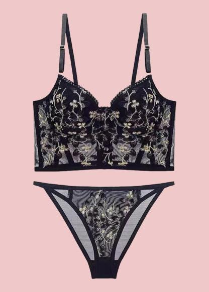 Embroidered Lace and Steel Bone Overlay French Lingerie Bra