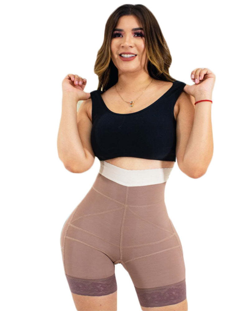Double Pressure Shaping Shorts Slimming Fajas Lace Body Shaper Girdle For Daily Life Use