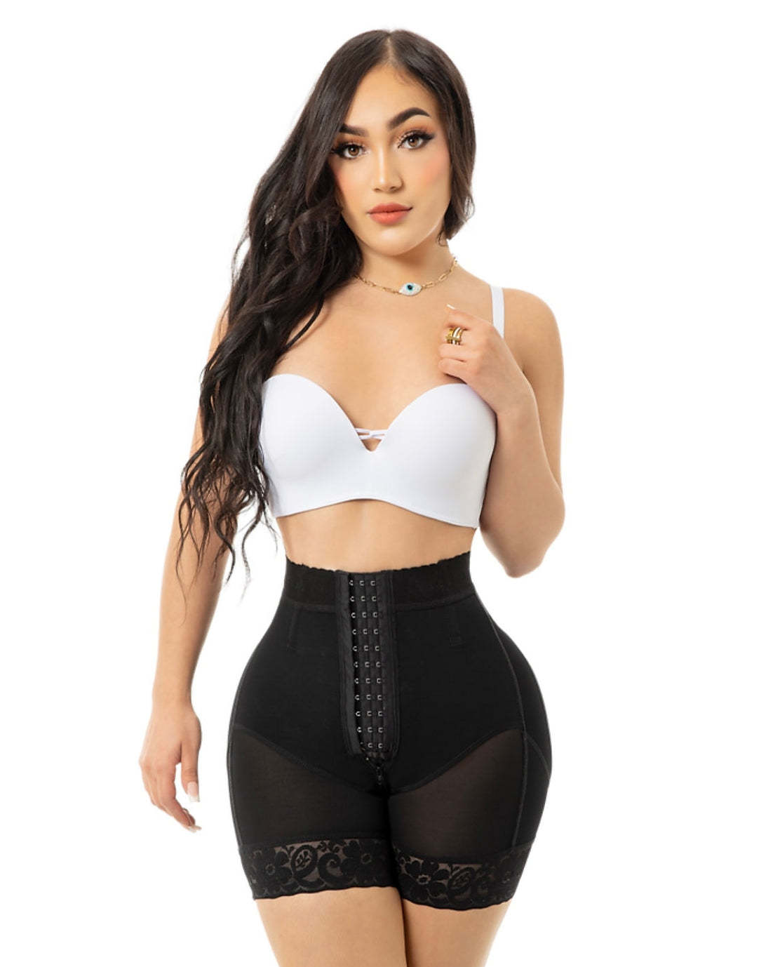 High Waist Push Up Lace Short With 3 Rows Of Snaps