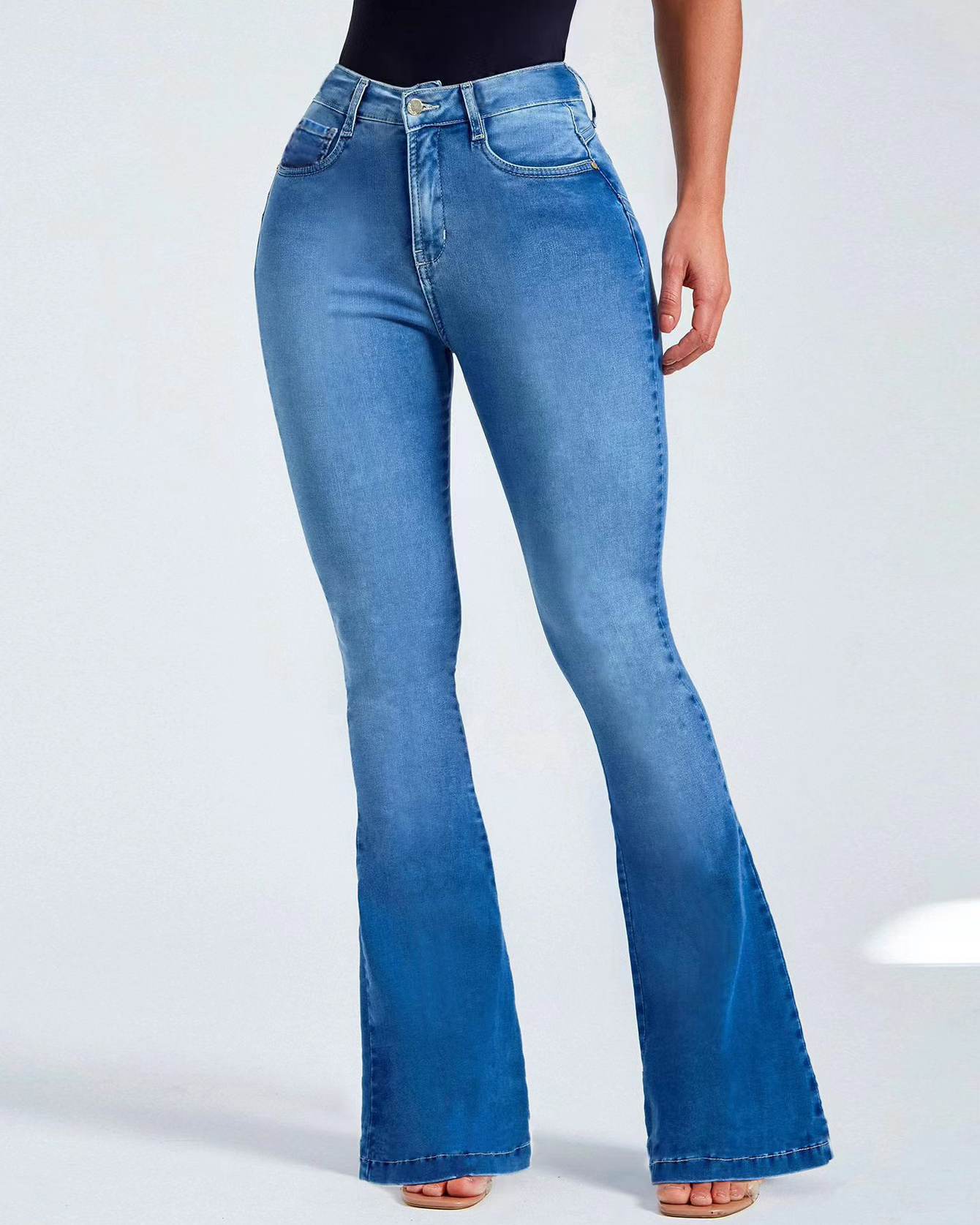women's high waist slim stretch flared jeans