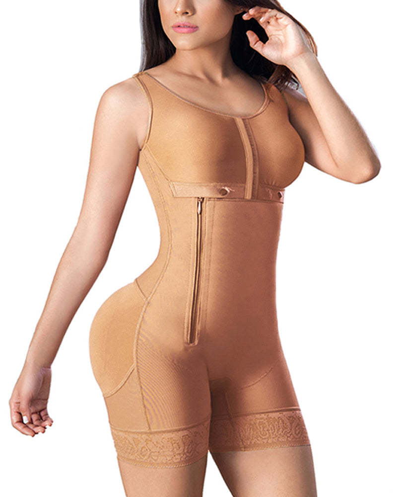Zipper Adjustable Breast Support Tummy Control Shaperwear