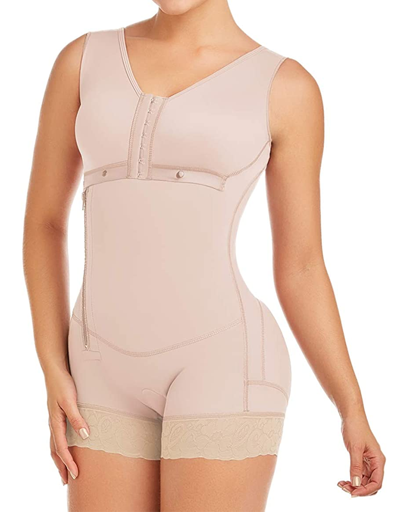 Bodysuit Bodyshaper For Women Tummy Control Side Zipper Adjustable Breast Support Shaperwear