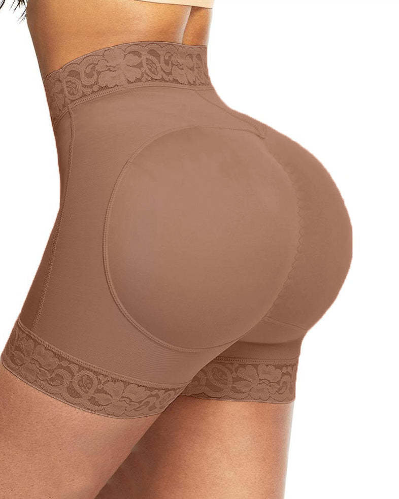 Mid-Waist Shaping Shorts Shapewear Panty With Anti-Rolling Lace Tummy