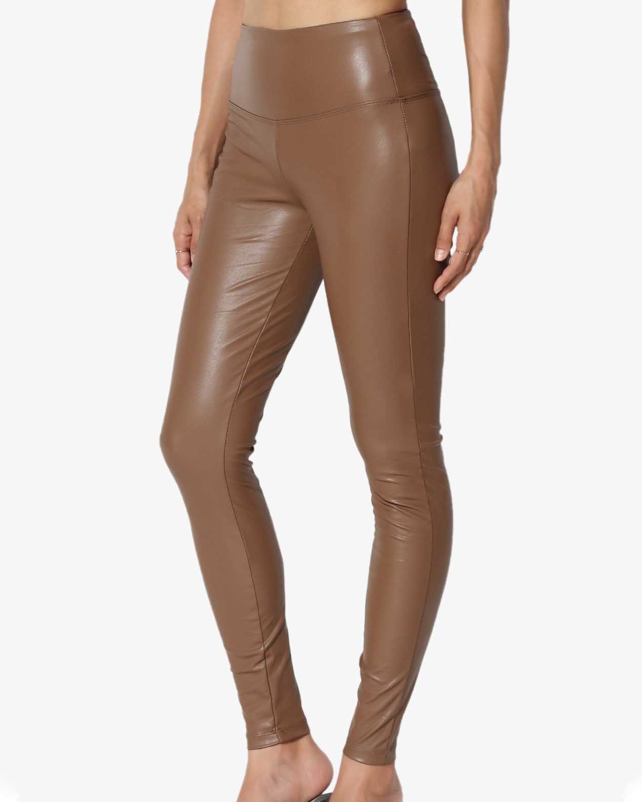 Women's Sexy Stretchy Faux Leather Leggings Wide High Waist Tight Skinny