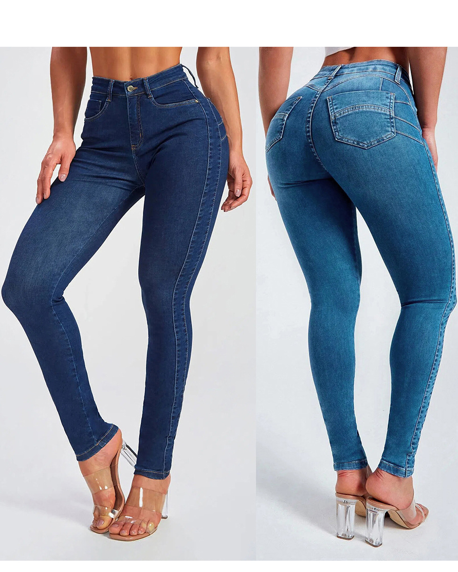 Slim fit pencil pants stretch high-rise jeans