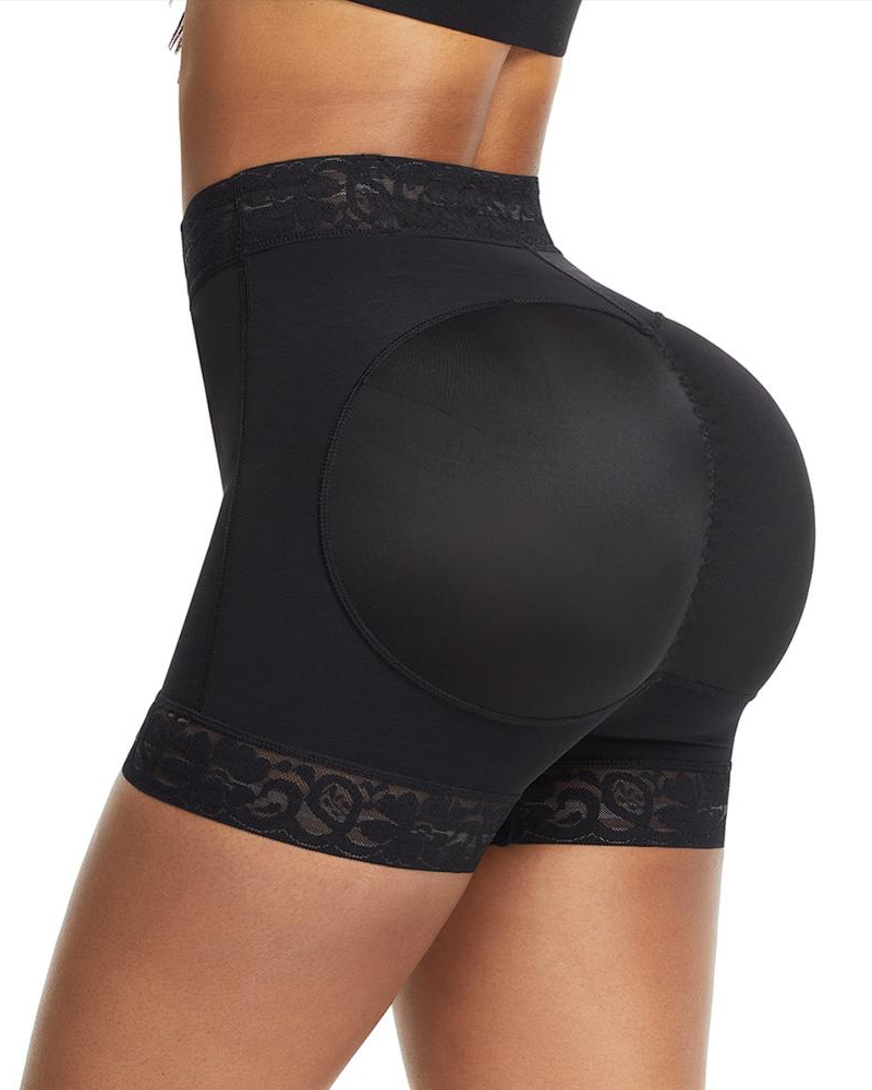 Mid-Waist Shaping Shorts Shapewear Panty With Anti-Rolling Lace Tummy