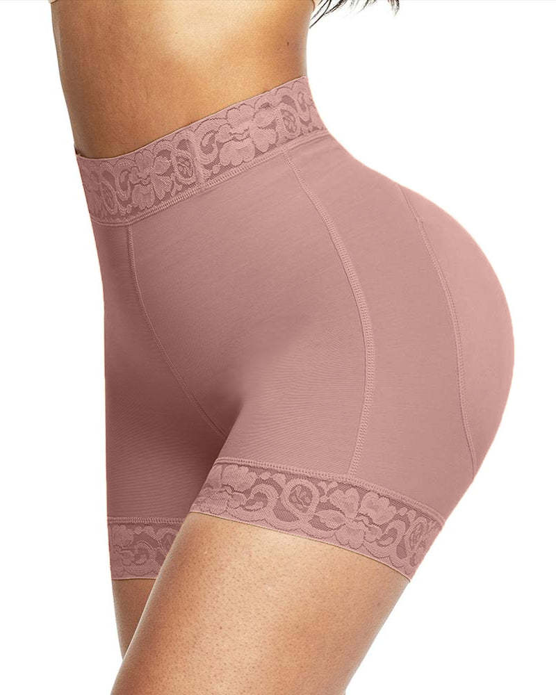 Mid-Waist Shaping Shorts Shapewear Panty With Anti-Rolling Lace Tummy