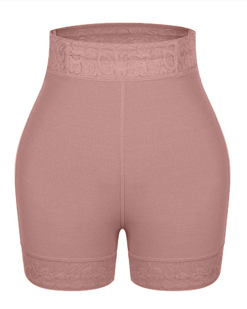 Mid-Waist Shaping Shorts Shapewear Panty With Anti-Rolling Lace Tummy