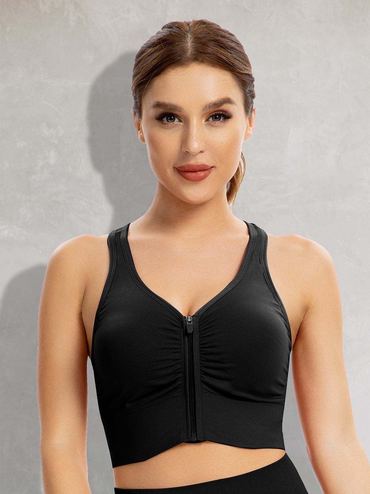 Zip Front Bra Padded Low Impact Wirefree