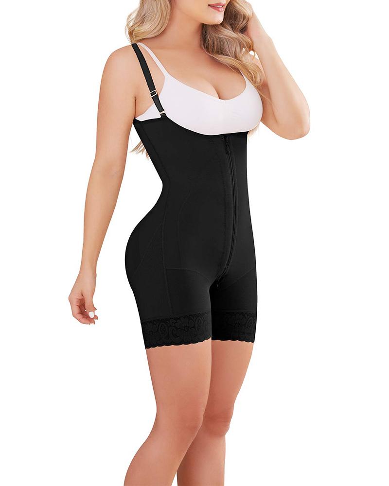 COMFORTABLE LACE TRIM BODY ZIP WITH SHOULDER STRAP