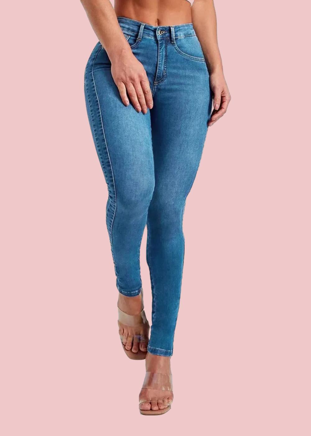 Slim fit pencil pants stretch high-rise jeans