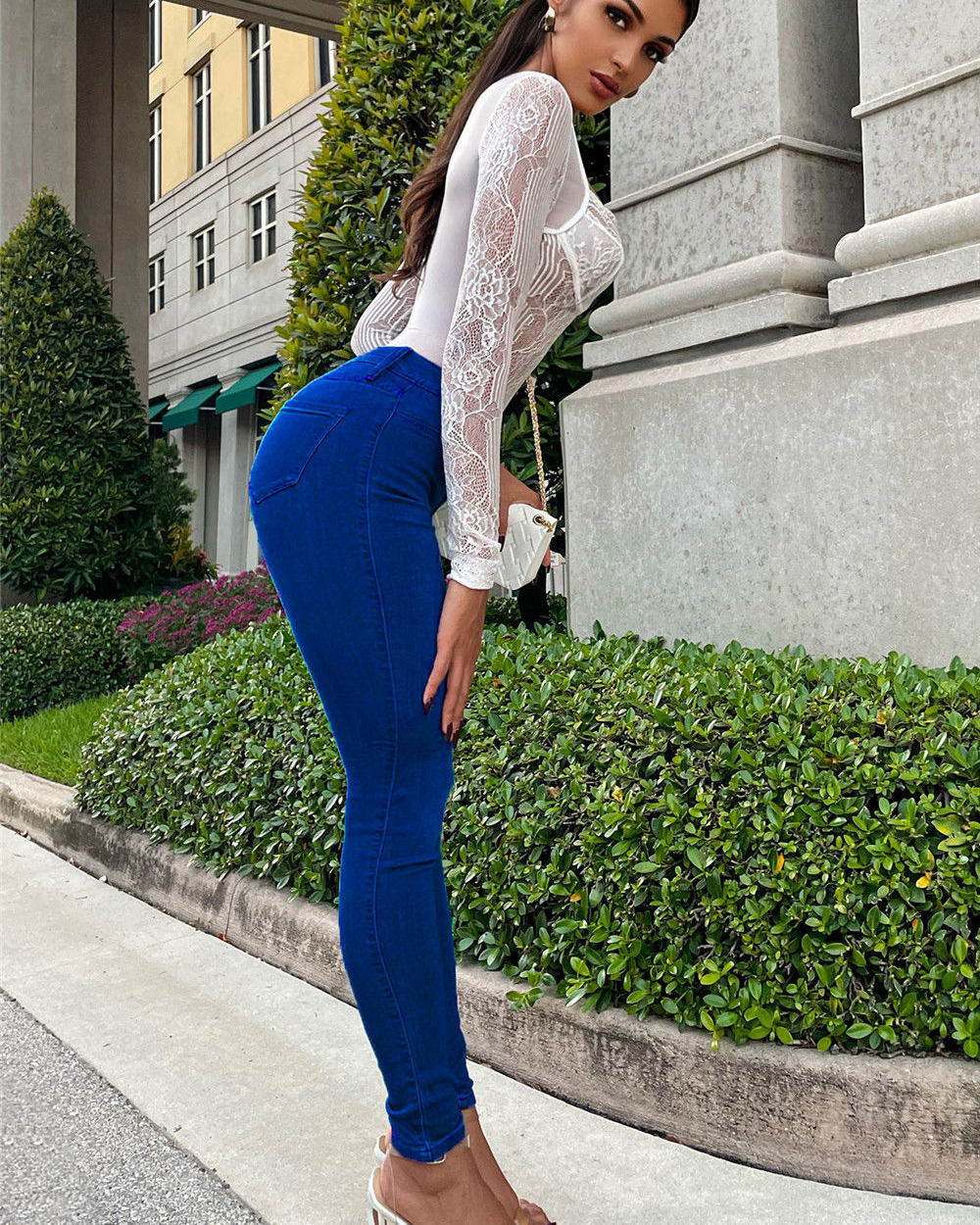 Sexy Peach Hip Skinny Jeans