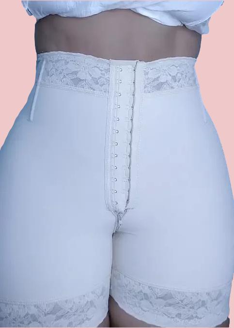 High-waisted Button-up Tummy-control Shorts