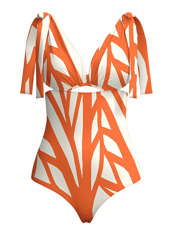 Geometric Print One Piece Swimsuits and Cover Up