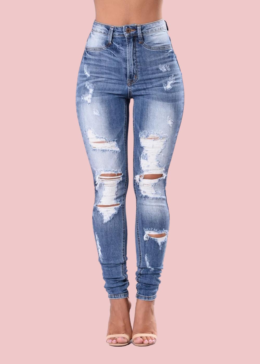 Women's Ripped Elastic Skinny Jeans