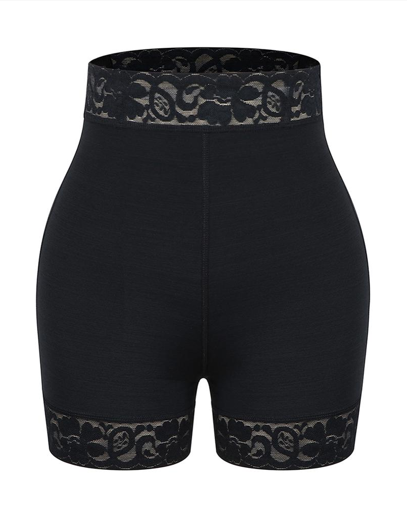 Mid-Waist Shaping Shorts Shapewear Panty With Anti-Rolling Lace Tummy