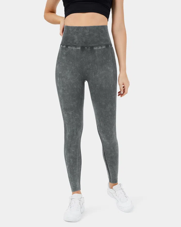 Seamless Flow Super High Waisted Butt Lifting Ruched Washed Yoga Leggings
