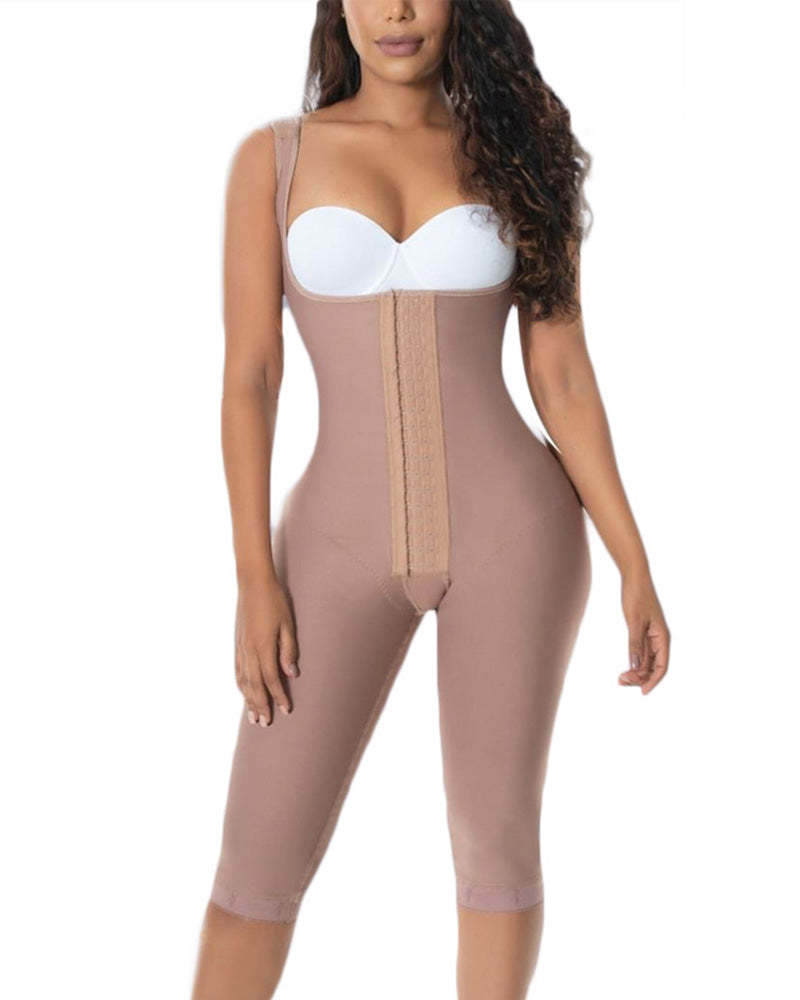 Fajas Compression Fabric Abdominal Control Adjustable Shoulder Clasps and Natural Buttock Lift System