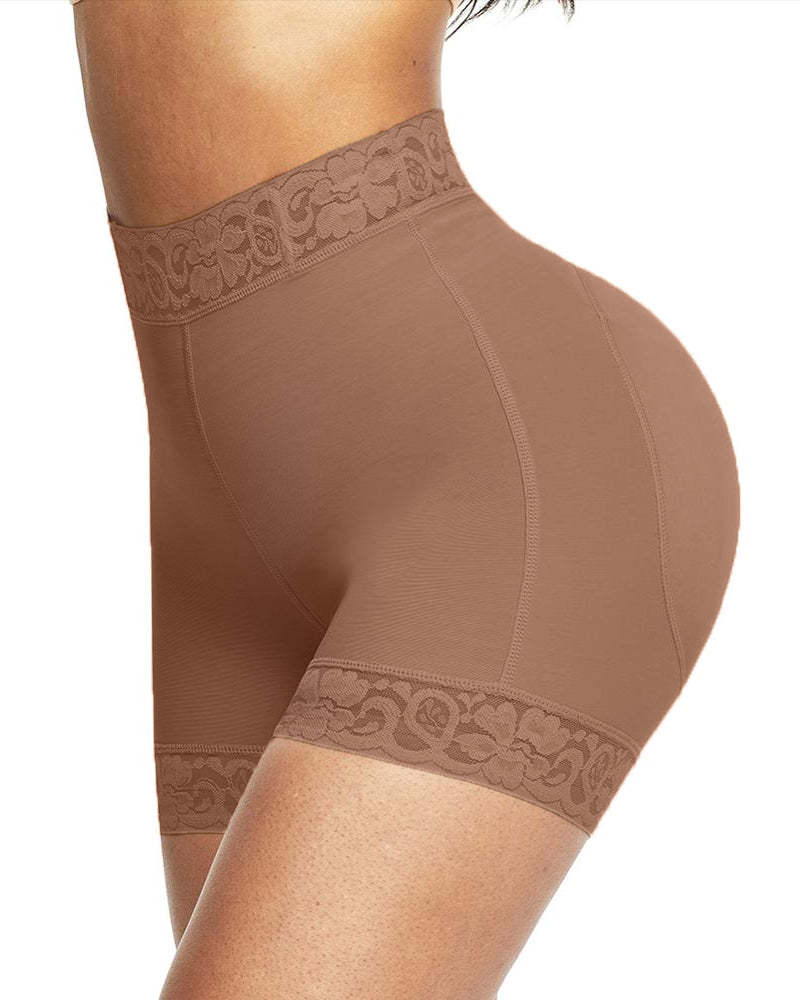 Mid-Waist Shaping Shorts Shapewear Panty With Anti-Rolling Lace Tummy