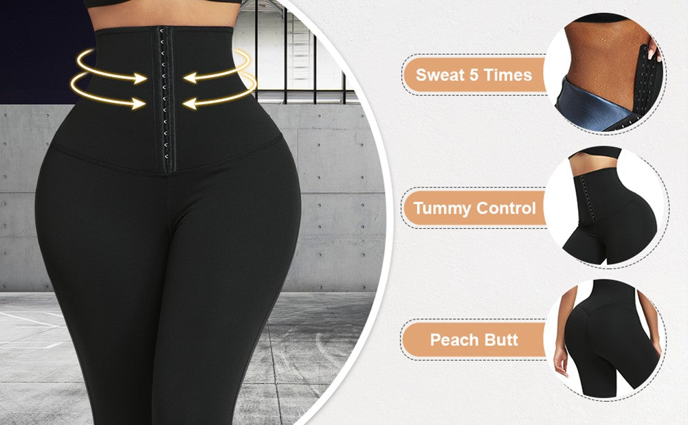 LEGGINGS WITH BLUE NEOPRENE TUMMY CONTROL