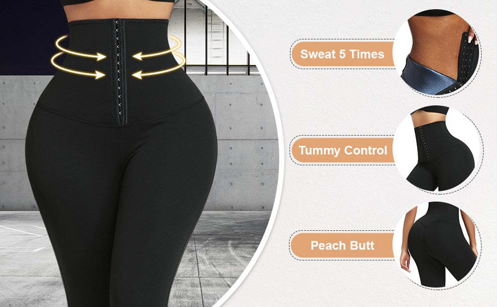 LEGGINGS WITH BLUE NEOPRENE TUMMY CONTROL